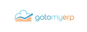 A cloud with a blue arrow going through it to the upper right. Below are orange columns. This icon is next to the blue and orange font that reads 'gotomyerp'