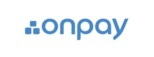 3 blue boxes stacked next to blue font that reads 'onpay'