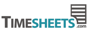 'Timesheets' is a capitalized font - 'sheets' is in an aqua green color and behind the logo is a ladder or pancake stack