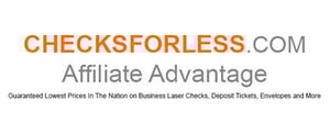 'checksforless' is orange and capitalized followed by text