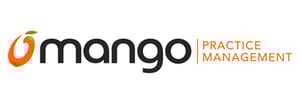 A thick orange outline makes an fruit next to the word 'mango' 