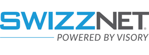 A blue and black font that reads 'swizznet''