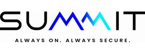A black and blue icon with a knockout white design that resembles and 'h' followed by the words 'summit hosting''